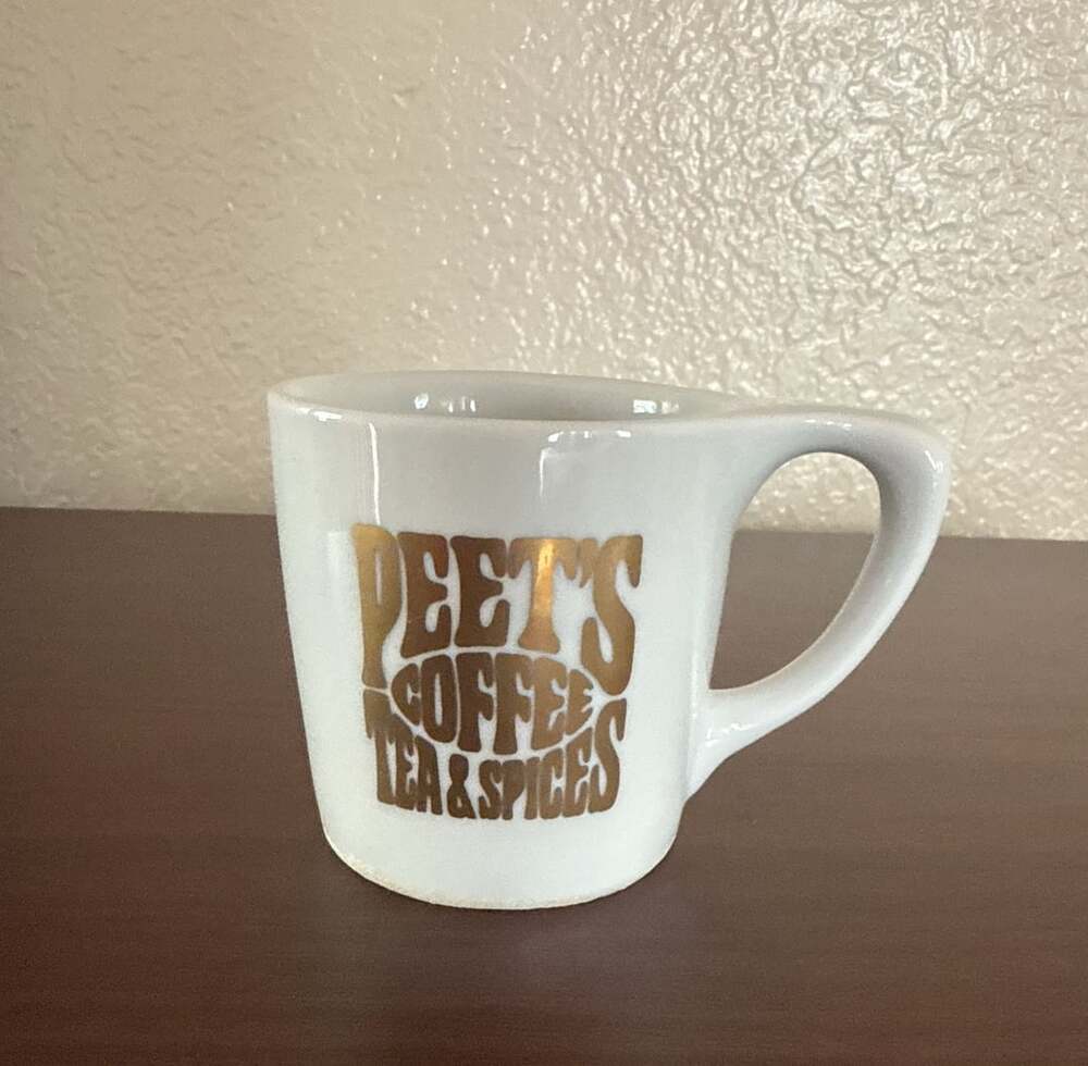Peet's Coffee Ceramic Mug White Gold Logo